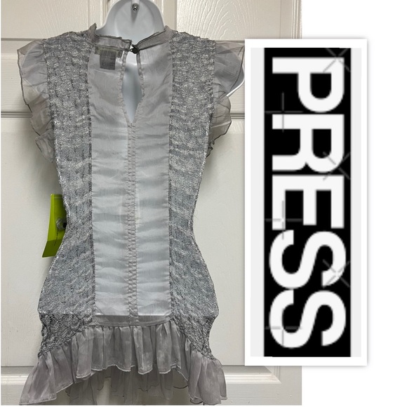 PRESS Grey Ruffled Knit Top - Picture 2 of 10